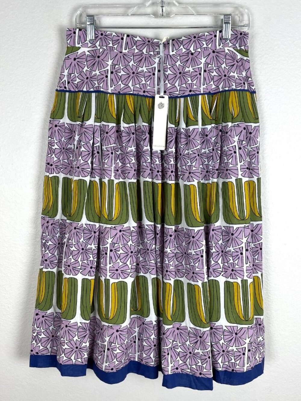 NEW TeeBerry &‎ Weave Womens Large Floral Midi Skirt Lined Side Zip
